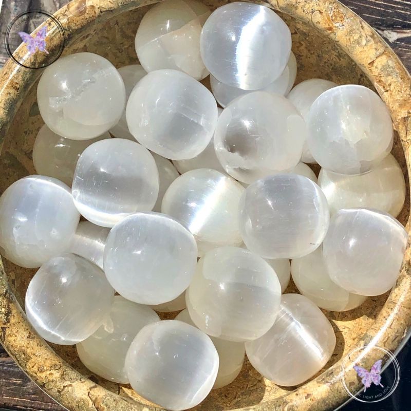 White Selenite Tumble Stone - Large